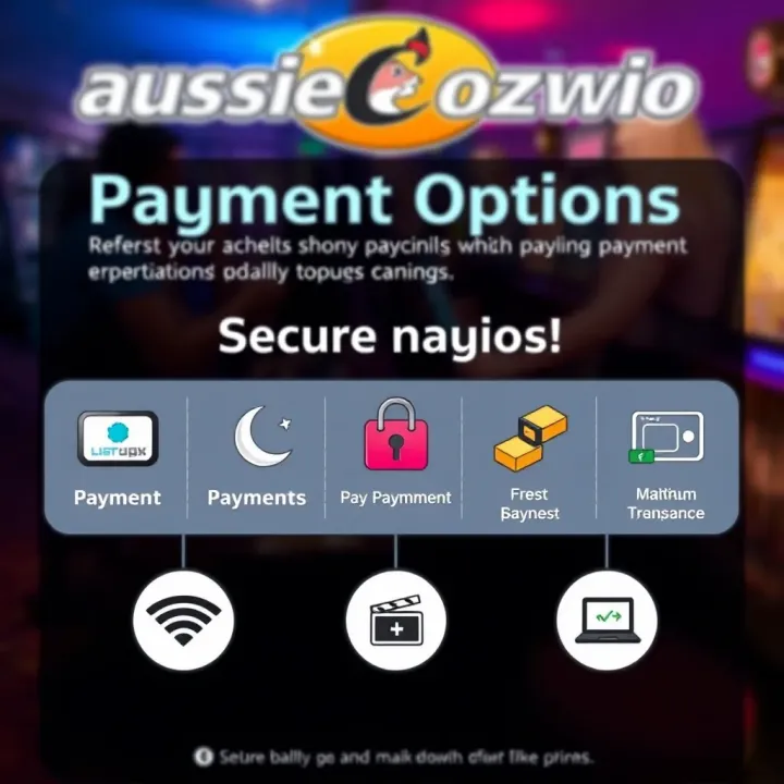 Illustration of secure payment methods available on Aussie Casino Ozwin with clear icons representing options