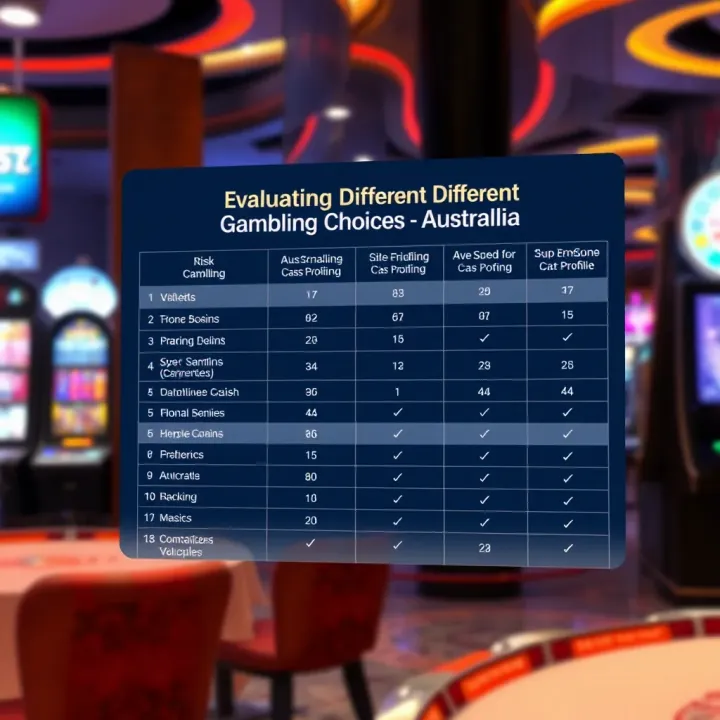 Comparison chart showcasing various Australian gambling options and their risk profiles
