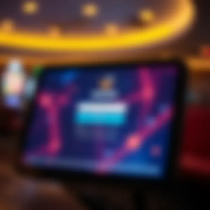 Secure login interface on a digital device for an online casino platform in Australia