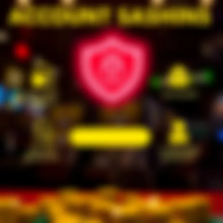 Conceptual graphic showing account safety features and customer support icons