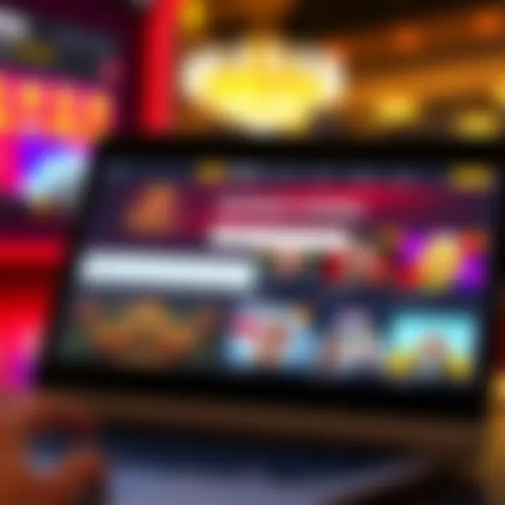 Digital interface showing bonus code entry and casino game options on a laptop