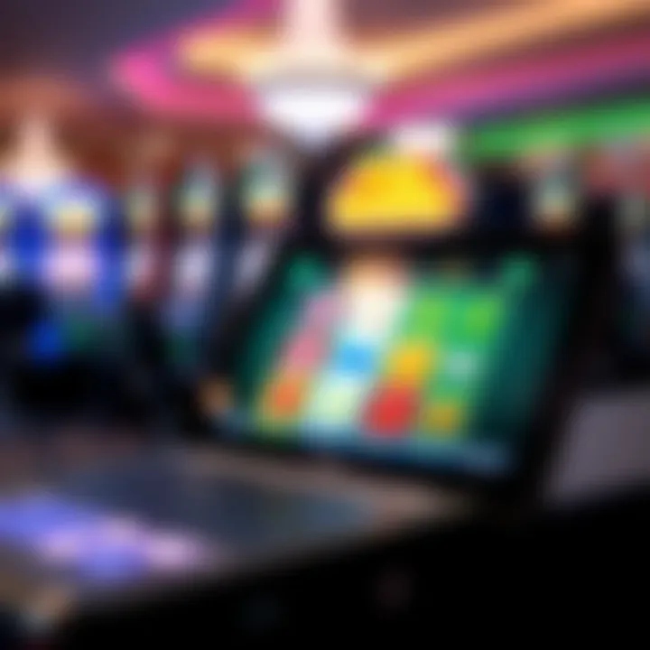 Illustration of a digital device displaying legal and responsible online pokies play icons