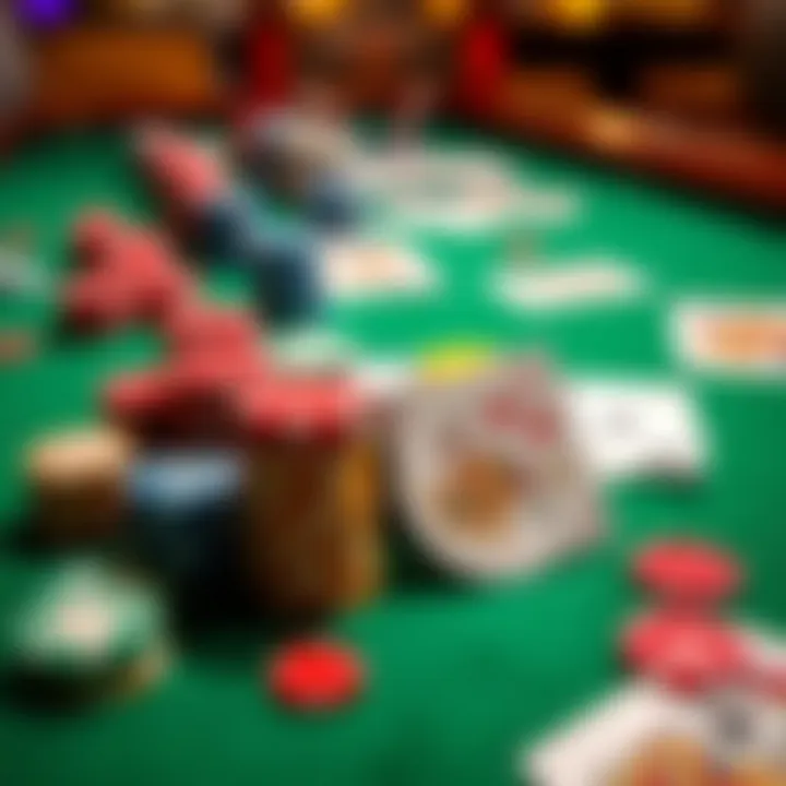 Variety of Casino Games Available at Ozwin-Like Online Casinos Colorful casino chips and playing cards arranged on a green felt table symbolizing online casino games