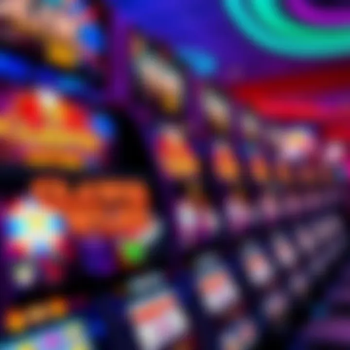 Colorful online casino game interface with spinning reels and vibrant symbols