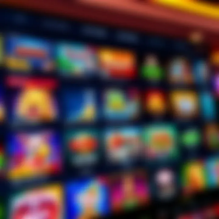 Interface showcasing a variety of casino games including slots and table games on an online platform