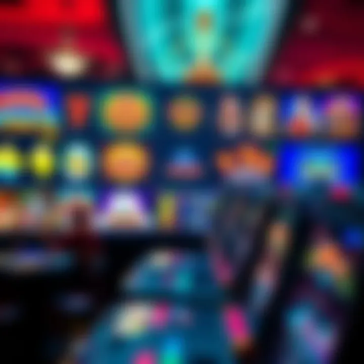 Bright digital interface showcasing a variety of casino games on screen