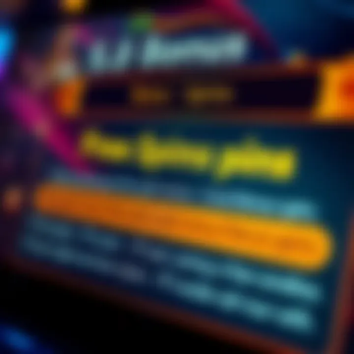 Close-up view of a digital casino interface highlighting bonus terms and conditions for free spins offers