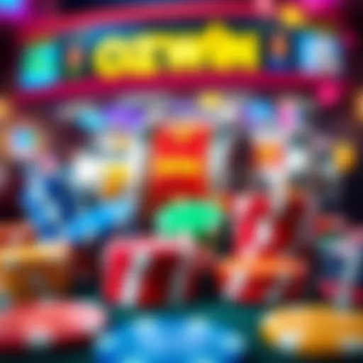 Illustration showing a collection of colorful casino chips and spinning reels symbolizing free spin rewards at Ozwin Casino