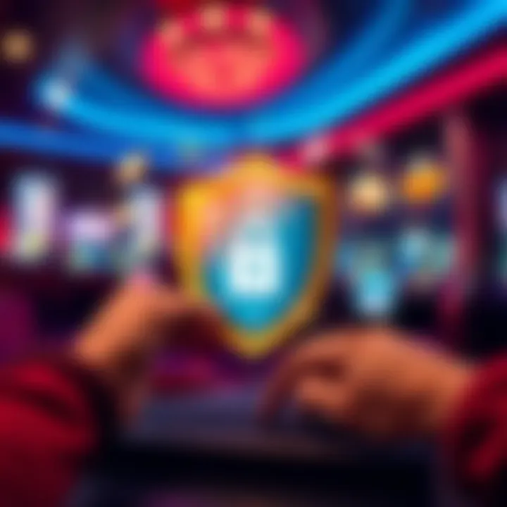 Robust Security and Banking Features at Logim Ozwin Casino Secure online transaction with digital shield and financial icons representing banking safety