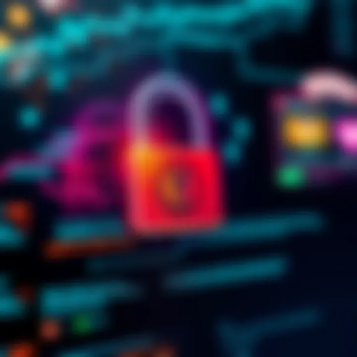 Secure padlock symbol with digital background representing online account protection