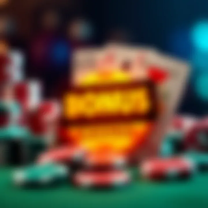 Illustration of casino chips and cards alongside a glowing bonus code symbol