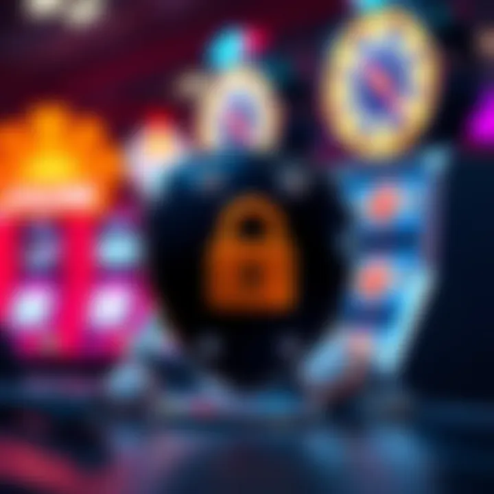 Safe and secure online gambling concept with shield and digital padlock icons representing trustworthiness of platforms