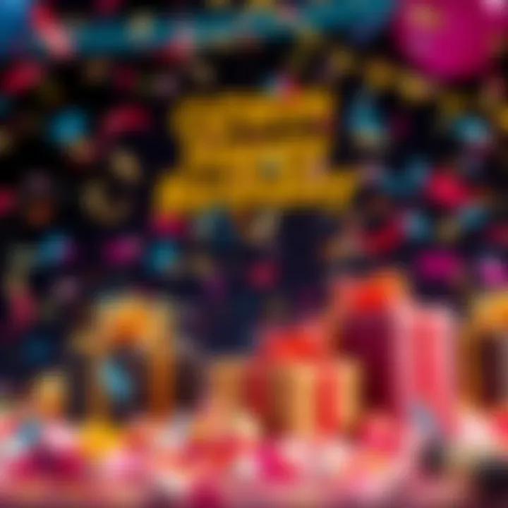 Birthday celebration with vibrant gift boxes and confetti symbolizing bonus rewards