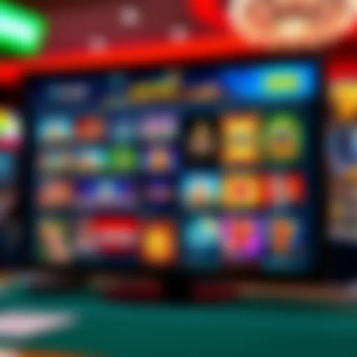 Online casino platform showcasing a variety of slot and table games on screen
