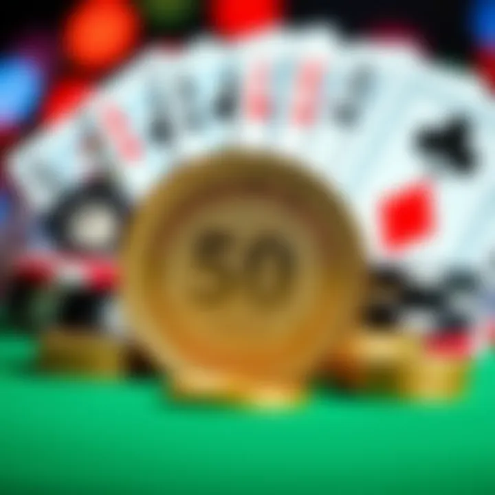 Illustration of Australian dollar coins with casino chips and playing cards in the background