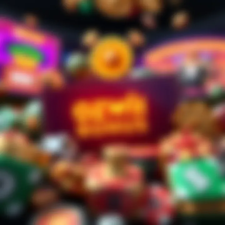 Illustration of a digital coupon surrounded by casino icons highlighting promotional offers