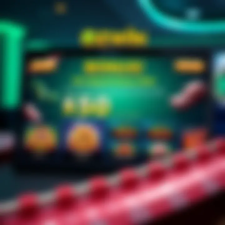Illustration of a digital casino interface displaying bonus offer details and game selections
