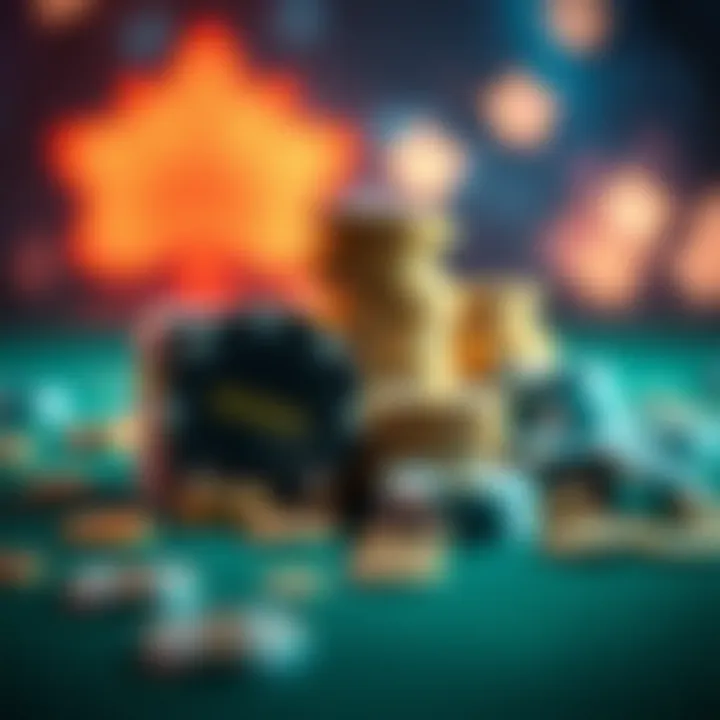 Representation of Bonus Rewards and Credits at OzWin Casino Graphic displaying casino chips and coins symbolizing bonus rewards and gaming credits