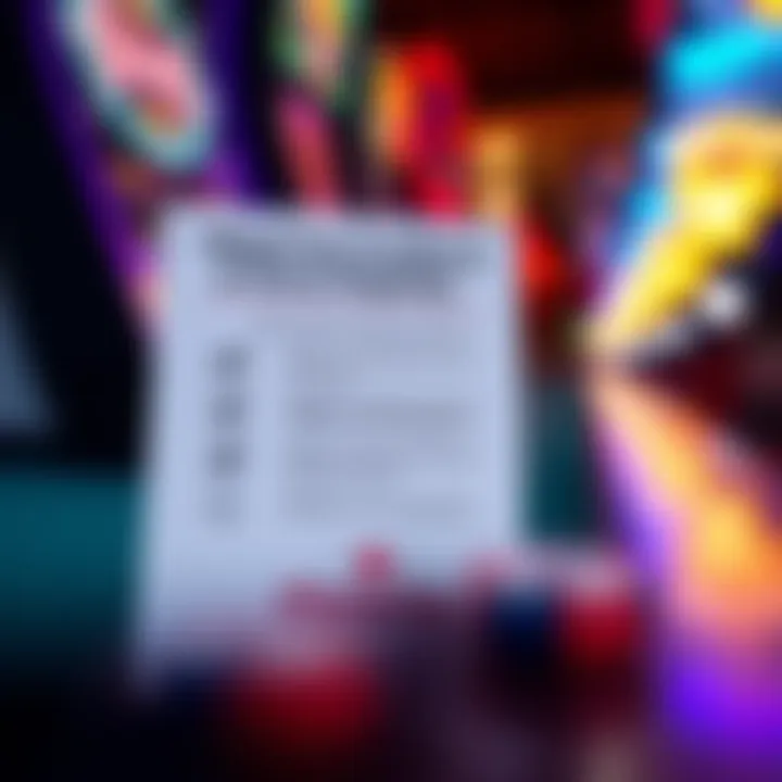 Graphic showing a checklist of wagering requirements and eligible casino games with a secure gambling symbol