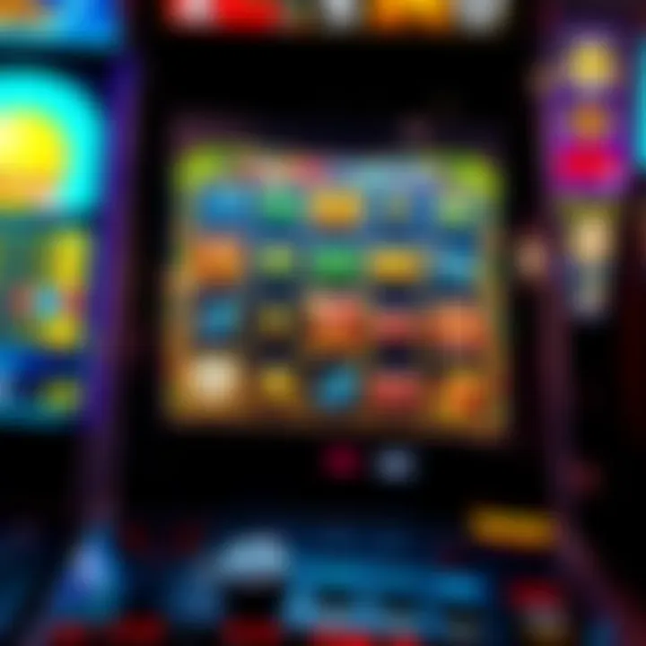 Slot machine screen showing Cash Bandits game with bright symbols and winning lines