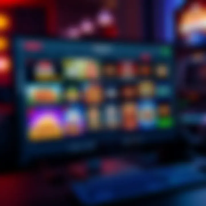 Illustration of a computer screen displaying various casino games eligible for a welcome bonus