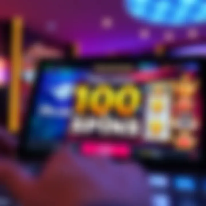 Online casino interface highlighting free spins feature with vibrant slot game visuals