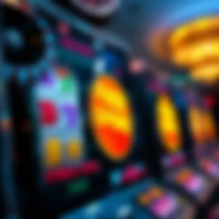 Vibrant Slot Machine Reel Highlighting Free Spins Bonus Illustration of a spinning slot machine reel with vibrant symbols glowing on a dark casino background