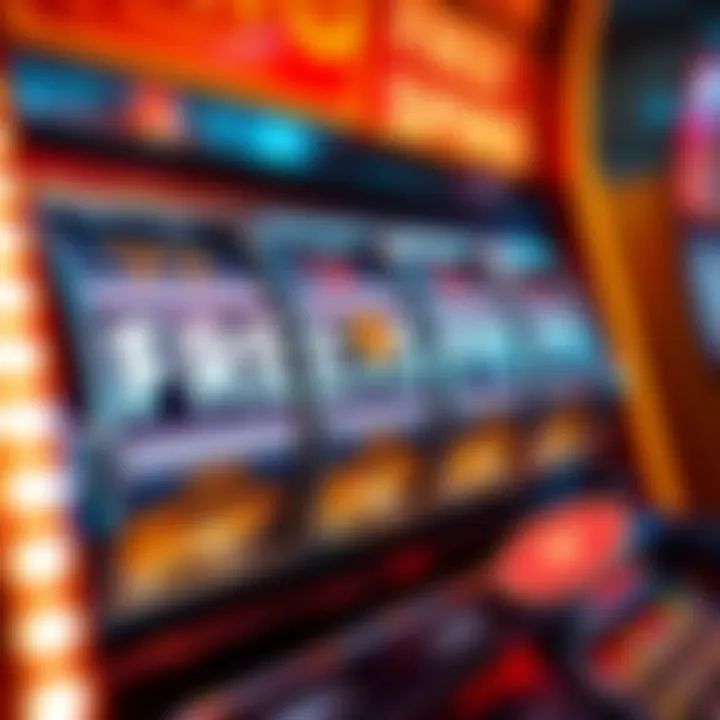 Illustration of a slot machine with spinning reels and sparkling coins representing free spins at Ozwin Casino