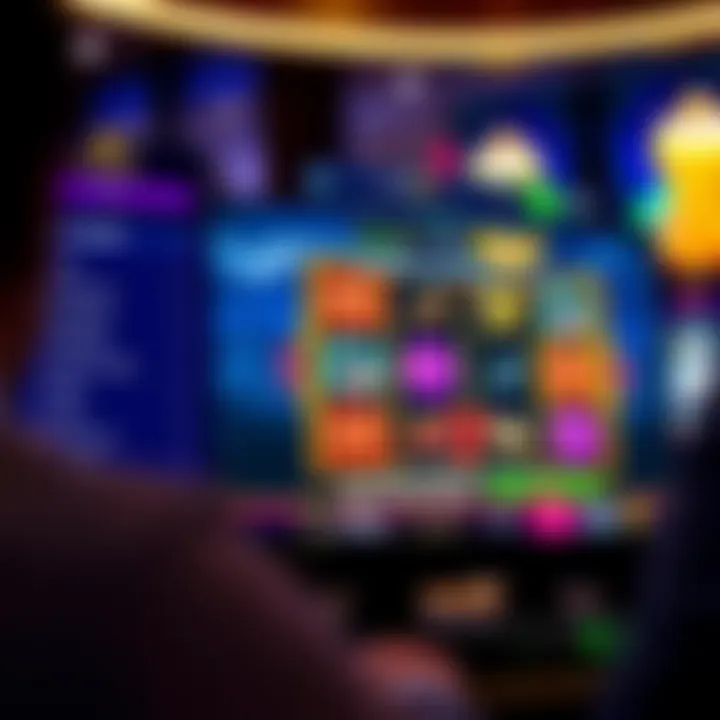 Online casino interface displaying a colorful slot game and various betting options