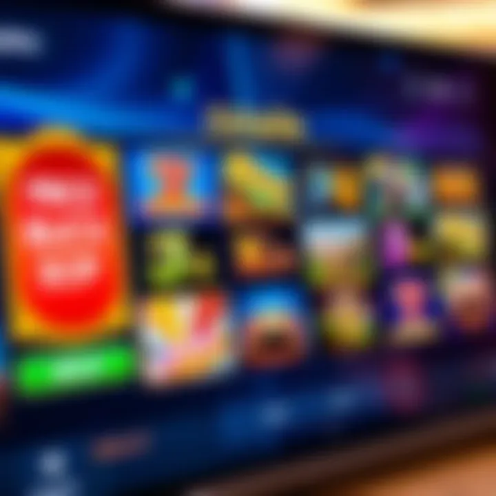 Colorful online casino slot games on a digital device screen