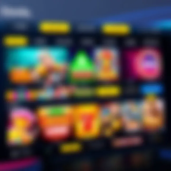 Online casino interface displaying a variety of popular slot games with vibrant graphics and clear navigation options