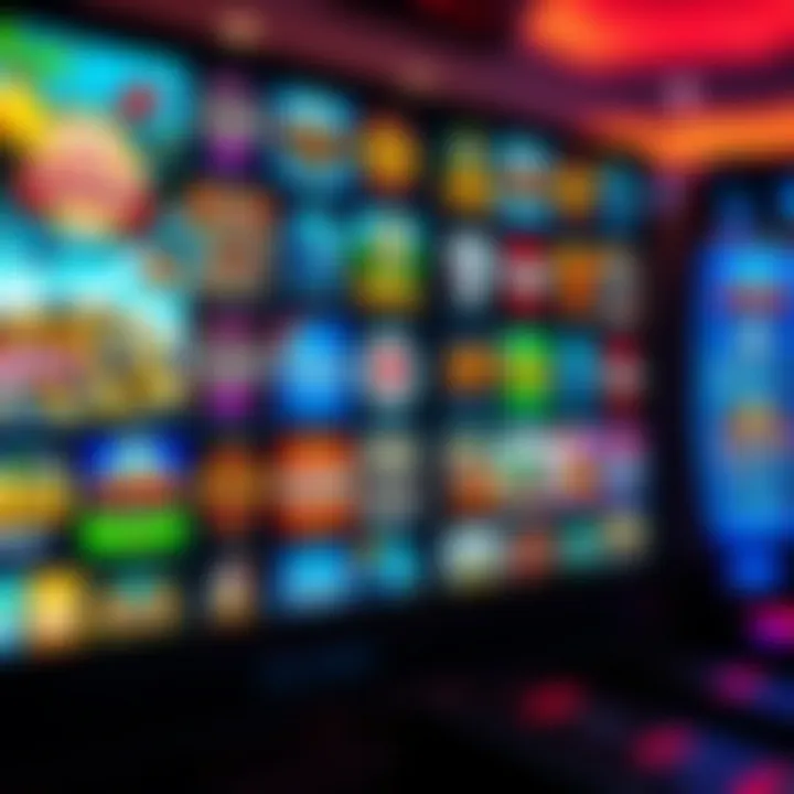 A diverse selection of casino game icons displayed on a digital screen