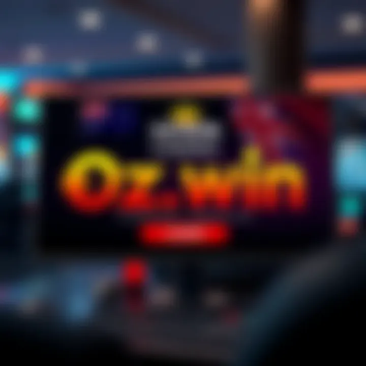 Login screen showing Ozwin Casino interface with Australian currency symbols