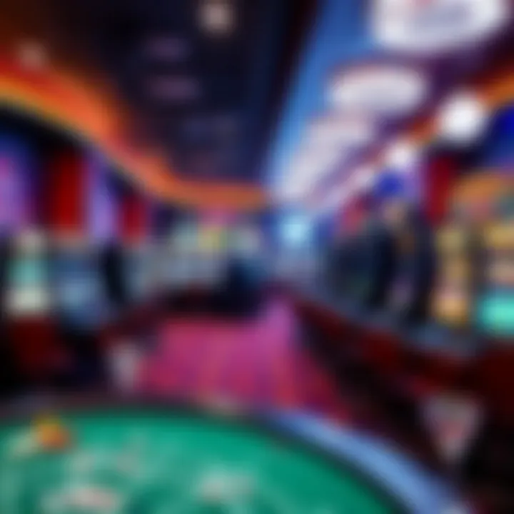 Interior view of Ozwin Casino showcasing gaming tables and slot machines in a vibrant setting