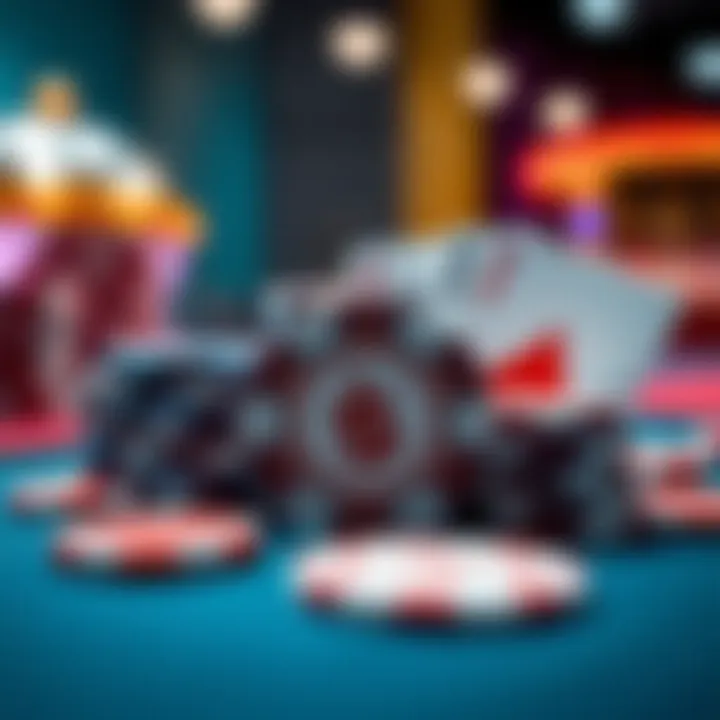 Casino chips and cards representing bonus rewards at an online casino