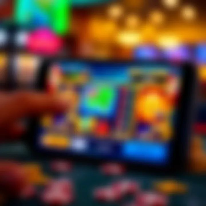 Mobile device displaying a colorful online casino game interface with Australian-themed graphics