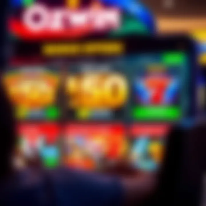 Digital casino interface displaying slot games and bonus offers