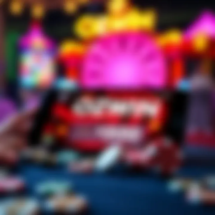 Casino bonus code displayed on a digital device with gaming icons around