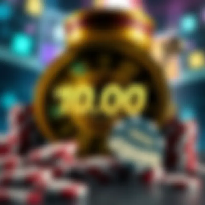 Digital illustration of casino chips and a spinning reel highlighting a no deposit bonus