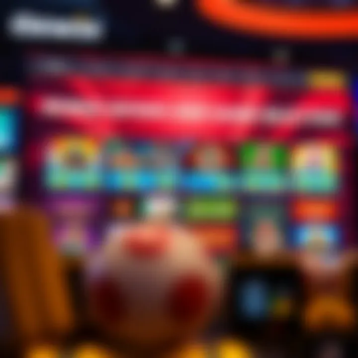 Illustration of a digital casino interface showcasing bonus offers and game selection