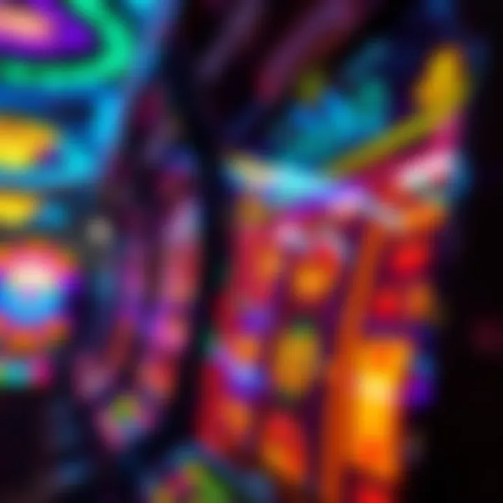Vibrant Slot Machine Highlighting Casino Bonuses Colorful casino slot machine with spinning reels and bright lights