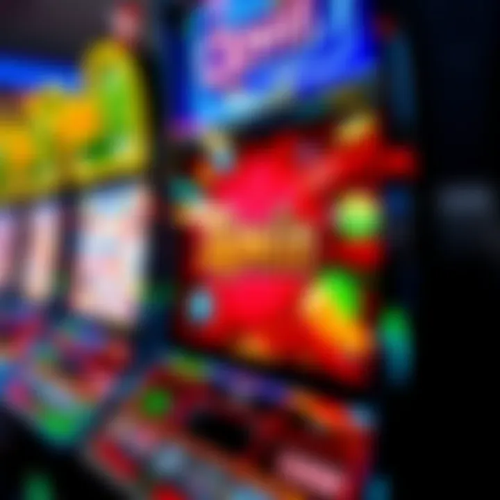Digital slot machine interface showing a winning spin with vibrant colors