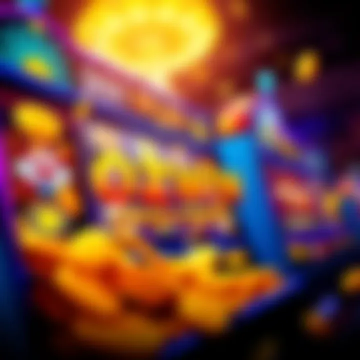 Ozwin Casino Welcome Bonus Highlight Illustration of a casino welcome bonus with spinning slot machine symbols and vibrant gold coins