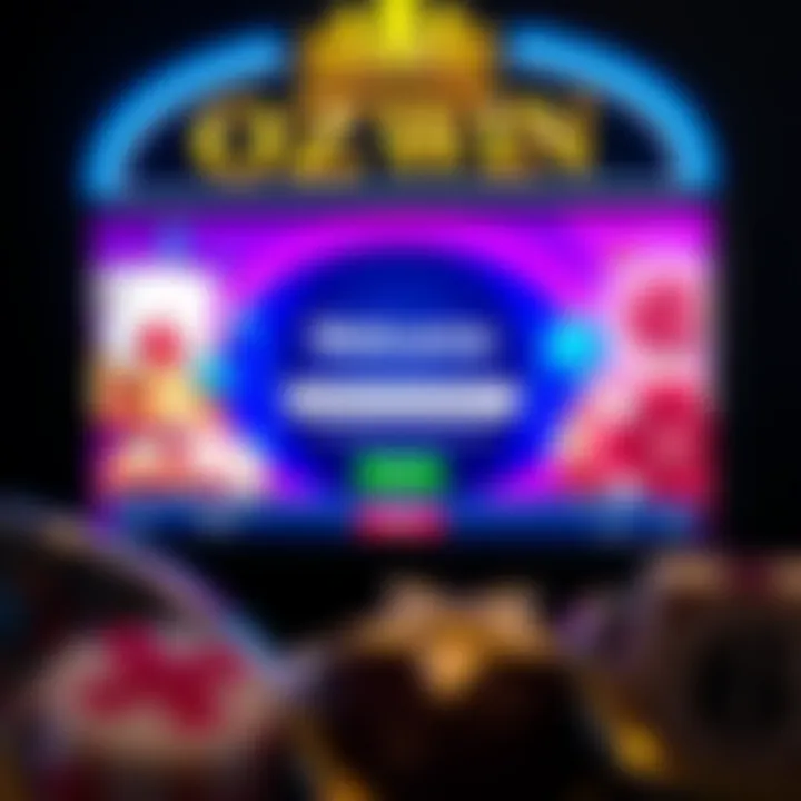 Illustration of Ozwin Casino welcome screen showcasing no deposit promo code entry
