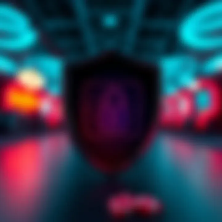 Visual representation of secure online gambling with shield and digital padlock