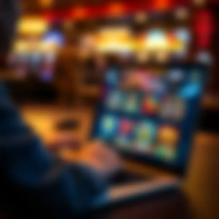 User navigating Ozwin Casino platform on a laptop screen
