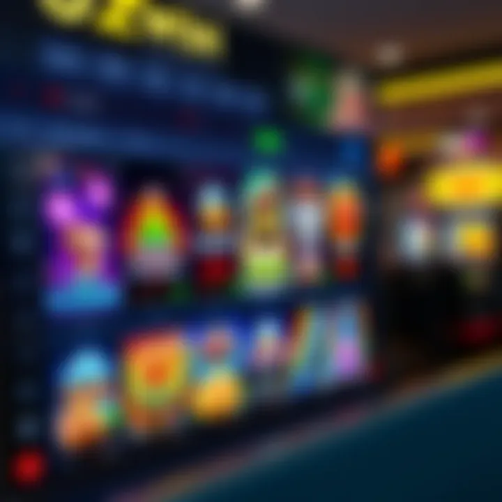 Online casino interface showcasing a variety of slot games with vibrant graphics and clear user options
