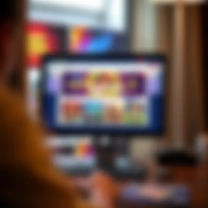 Desktop computer showing Ozwin Casino website with secure login and game options