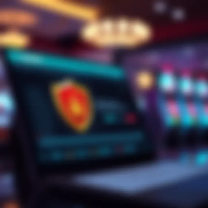 Illustration of secure online transaction with shield icon representing safe casino payout