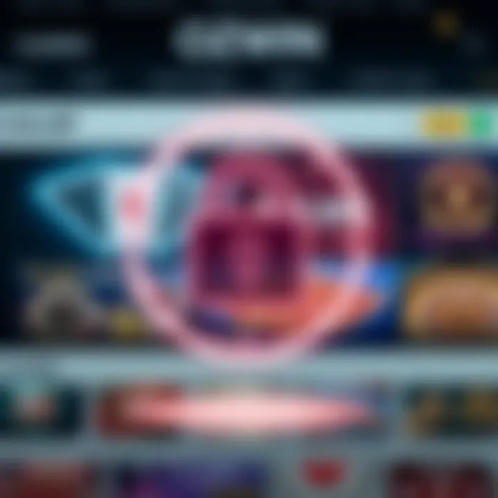 Secure digital lock symbol overlaid on a sleek casino website background representing strong security measures